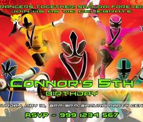 Power Rangers Samurai Birthday Invitation Digital File